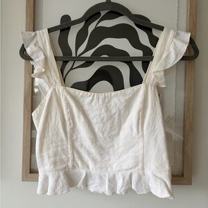 Show Me Your MuMu White Ruffle Blouse
